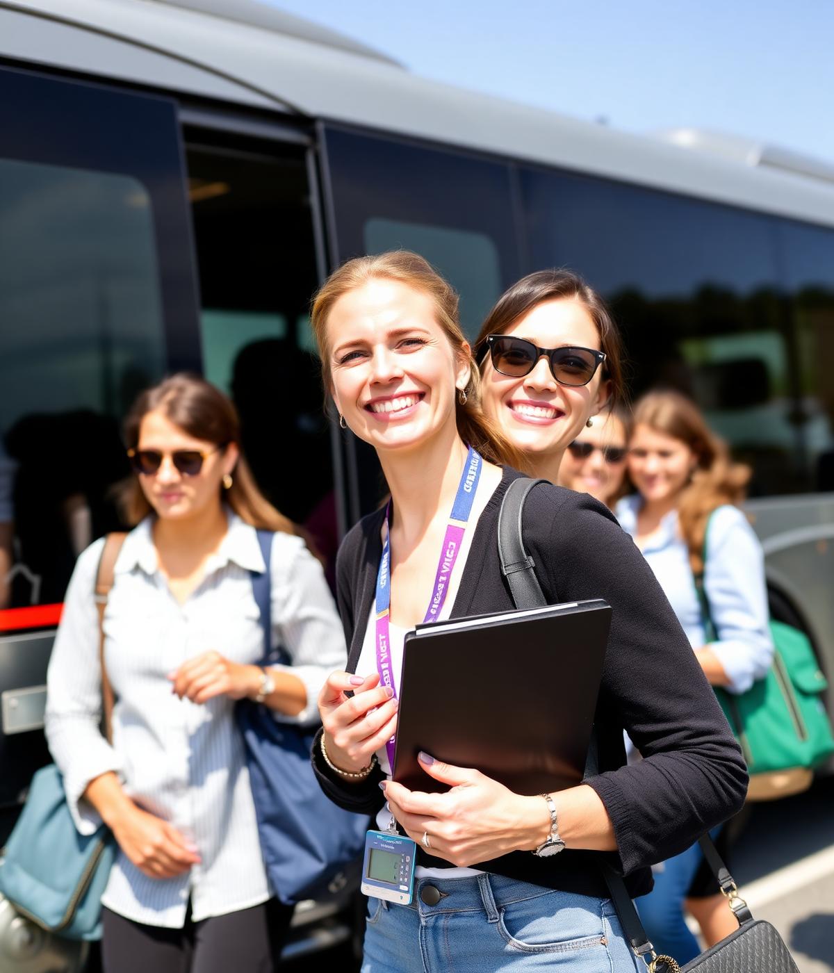 A group travel leader guiding travelers